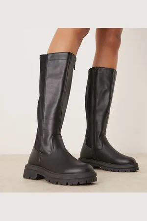 New Look Botas negras por la rodilla con suela gruesa de