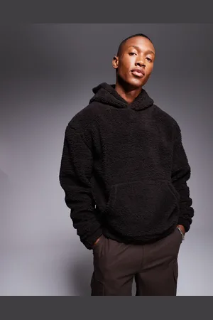 ASOS Sudadera de corte cuadrado extragrande con capucha de borreguito de