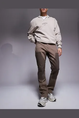 The Couture Club Pantalones marrones de estilo carpintero de lona de