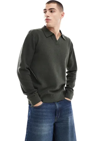 River Island Jersey caqui con cuello abierto con solapas de -Verde