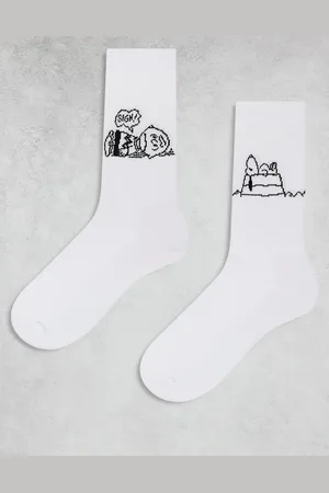 ASOS Pack de 2 pares de calcetines blancos con diseño de Snoopy y Charlie de