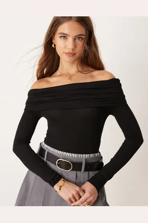 Miss Selfridge Body de manga larga con escote Bardot de