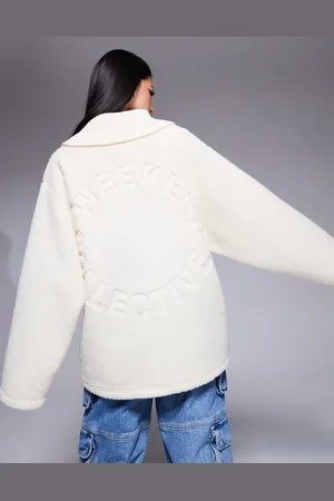 ASOS Polar color con solapas de canalé, cremallera y detalle en relieve en la espalda de Weekend Collective-Blanco