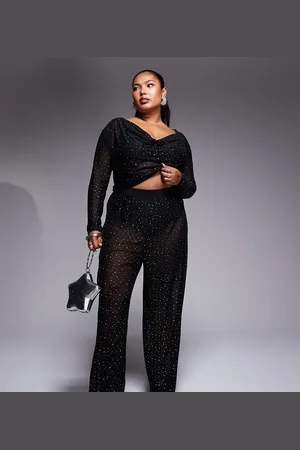 Jaded Rose Pantalones negros con diseño de pedrería termosellada de (parte de un conjunto)