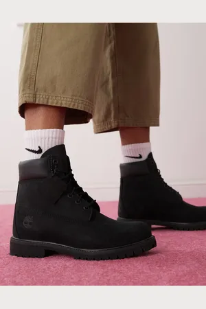 Timberland Botas de 6" negras de nobuk premium de