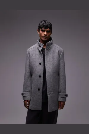 SELECTED Abrigo gris con cuello alzado Reuben de