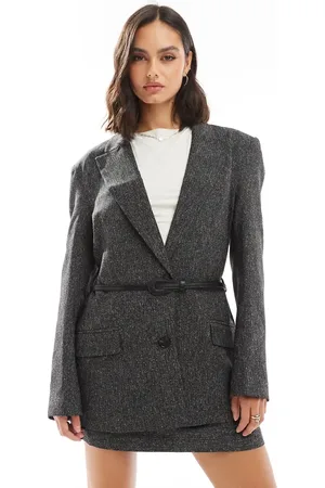 ASOS Americana extragrande con cinturón y hombros marcados de