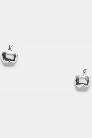 Kingsley Ryan Pendientes de botón con diseño de manzana de plata de ley de