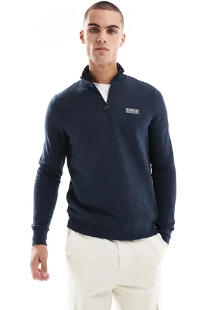 Barbour Sudadera azul marino básica con media cremallera de