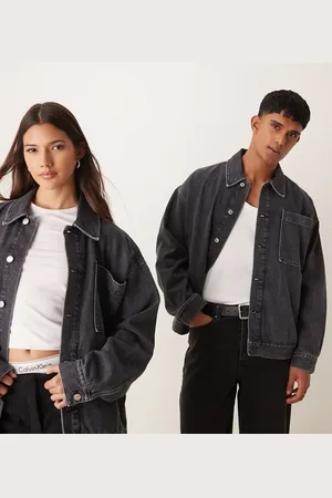 Calvin Klein Chaqueta vaquera gris lavado extragrande exclusiva en ASOS de
