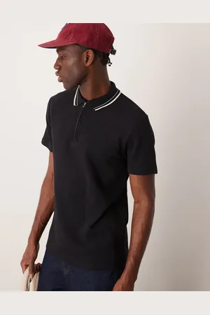 ASOS Polo con cremallera de punto de arroz de
