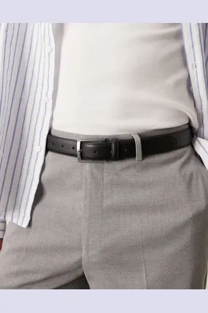 ASOS Cinturón de cuero sintético con hebilla gris plomo de