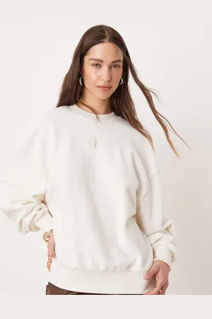 Calvin Klein Sudadera blanco hueso de tejido suave exclusiva en ASOS de