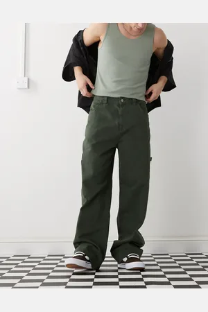 COLLUSION Pantalones caquis de corte skater con pespuntes en contraste de -Verde