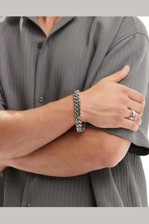 ASOS Pulsera plateada de cadena gruesa de acero inoxidable resistente al agua de