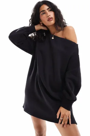 ASOS Vestido corto de estilo sudadera con cuello asimétrico de