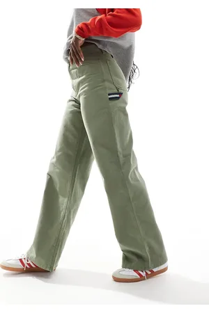 Tommy Hilfiger Pantalones verdes de corte recto holgado de estilo carpintero Mia de