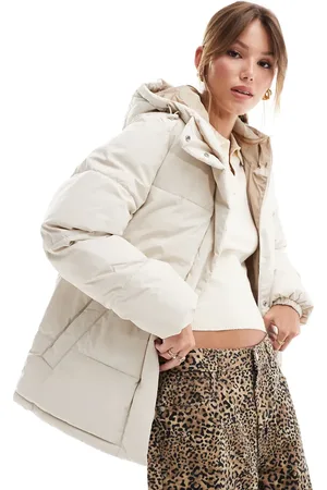 JJXX Chaqueta acolchada color con capucha y cordón ajustable de -Blanco