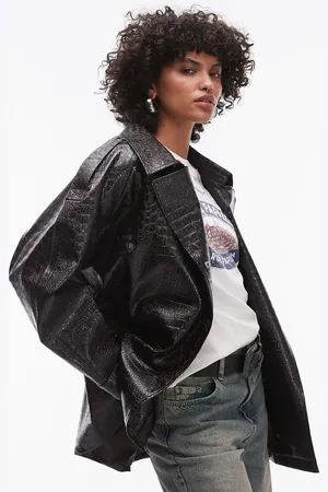 Topshop Gabardina efecto piel de cocodrilo de cuero sintético de -Rojo