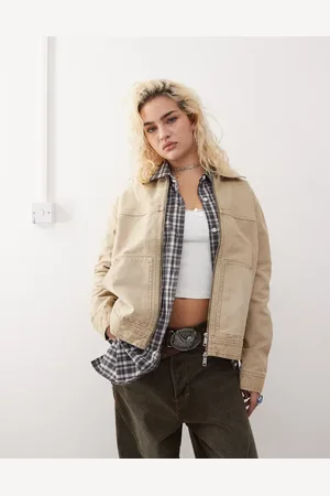 Monki Chaqueta lavado de estilo worker con solapas y bolsillos de parche delanteros de - neutro