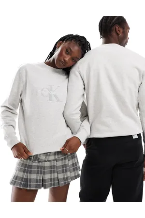Calvin Klein Sudadera gris unisex con logo de monograma de