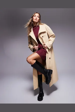 ASOS Gabardina color con cuello alzado de Weekend Collective-Beis neutro