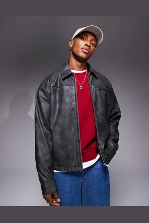 ASOS Chaqueta Harrington lavado extragrande de cuero sintético de