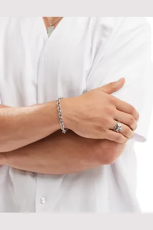 ASOS Pulsera plateada de eslabones de acero inoxidable resistente al agua de