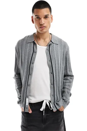 Native Youth Camisa a rayas de manga larga de jacquard de punto de