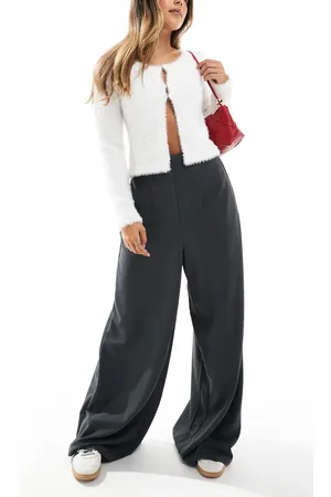 VERO MODA Pantalones gris de pernera muy ancha de crepé de