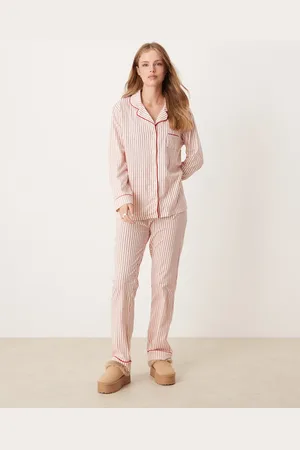 New Look Pijama a rayas rojas de punto liso de