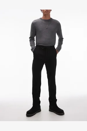 MANGO Pantalones negros de corte slim con cordón ajustable en la cintura de