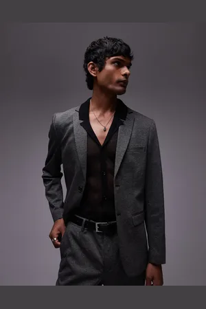 SELECTED Americana de traje gris oscuro de corte slim de punto Noah de