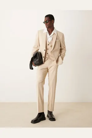 ASOS Pantalones de traje color de corte slim de -Beis neutro