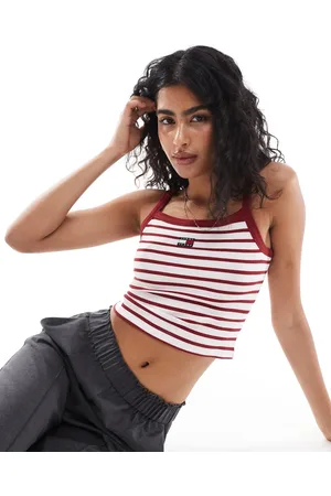 Tommy Hilfiger Top a rayas rojas de tirantes con detalle de parche de -Rojo