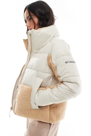Columbia Chaqueta acolchada color oscuro y beis con diseño híbrido de sherpa Leadbetter Point II de -Beis neutro