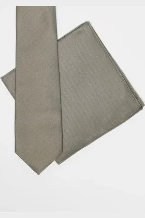 ASOS Pañuelo de bolsillo y corbata color de corte estándar de -Beis neutro