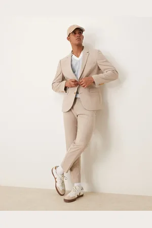 ASOS Pantalones de traje color de corte tapered de -Beis neutro