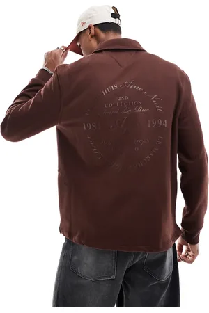 River Island Sudadera marrón con solapas y cremallera corta de