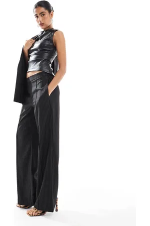 Pieces® Pantalones negros de pernera ancha con raya diplomática de purpurina de (parte de un conjunto)