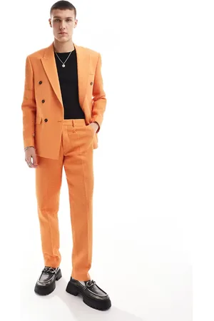 Viggo Pantalones de traje luminoso extragrandes de tejido gofrado de