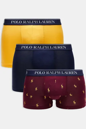 Ralph Lauren Pack de 3 calzoncillos de color amarillo, rojo y azul marino con cinturilla del logo de