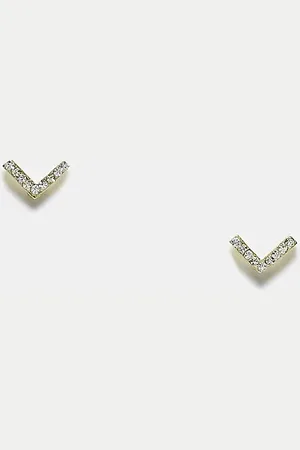 Kingsley Ryan Pendientes de botón con diseño en forma de "V" y cristales chapados en oro de -Dorado