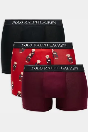 Ralph Lauren Pack de 3 calzoncillos de color negro y rojo con cinturilla del logo de