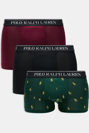 Ralph Lauren Pack de 3 calzoncillos de color rojo, verde y negro con cinturilla del logo de