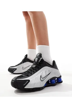Nike Zapatillas de deporte negras y plateadas Shox R4 de