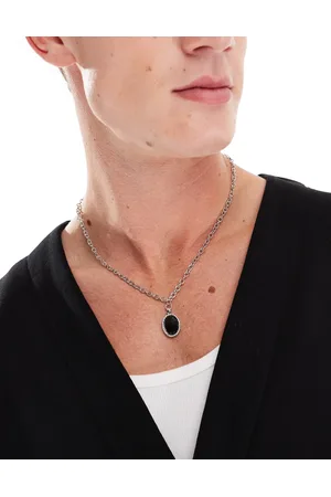 Icon Brand Collar con colgante ovalado negro de