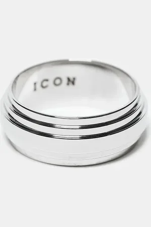 Icon Brand Anillo de banda con diseño estriado de acero inoxidable Seventies City de
