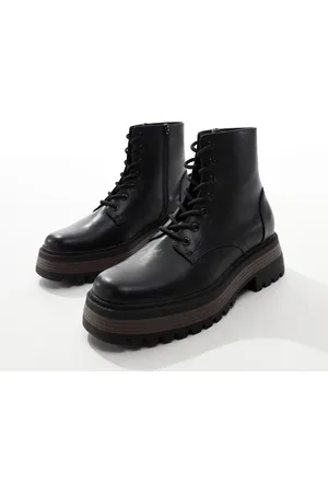 ASOS Botas negras de estilo worker con cordones y suela gruesa de
