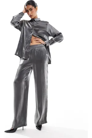 Pieces® Pantalones gris metalizado sin cierres de (parte de un conjunto)